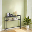 Console Table – MDF and Metal – Marble White and Ink Black – 2-Tier Design with Shelves