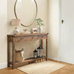 Console Table – Wood – Rustic Walnut – Narrow Design with 3 Drawers and Open Shelf