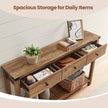 Console Table – Wood – Rustic Walnut – Narrow Design with 3 Drawers and Open Shelf