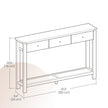 Console Table – Wood – Rustic Walnut – Narrow Design with 3 Drawers and Open Shelf