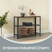 Narrow Console Table – Iron – Rustic Brown – 3-Tier Design with Mesh Shelves