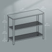 Narrow Console Table – Iron – Rustic Brown – 3-Tier Design with Mesh Shelves