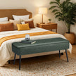 Ottoman Bench – Synthetic Leather – Green – Mid-Century Modern Design with Steel Legs