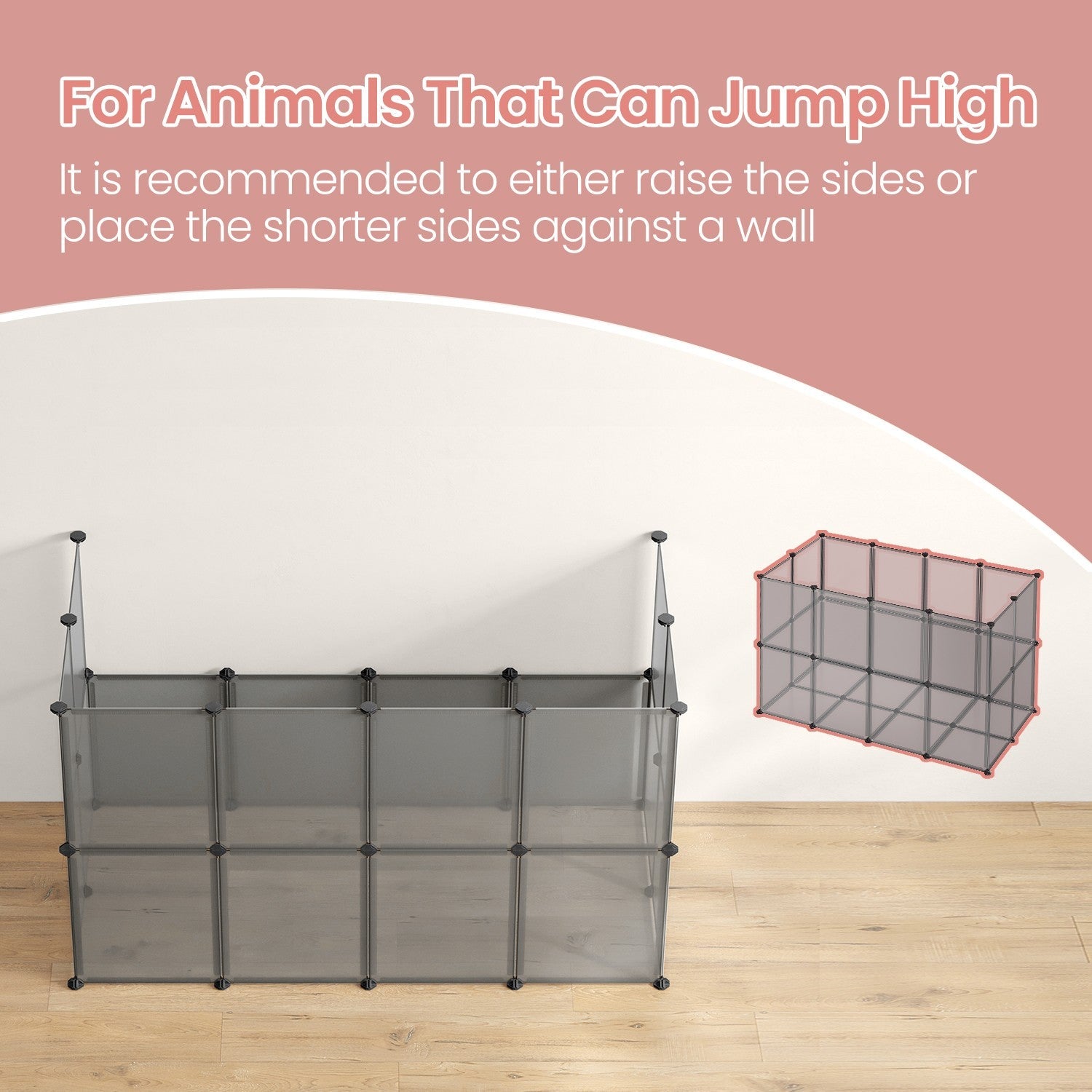 Pet Playpen – Plastic – Clear – Modular Indoor Animal Enclosure with Floor