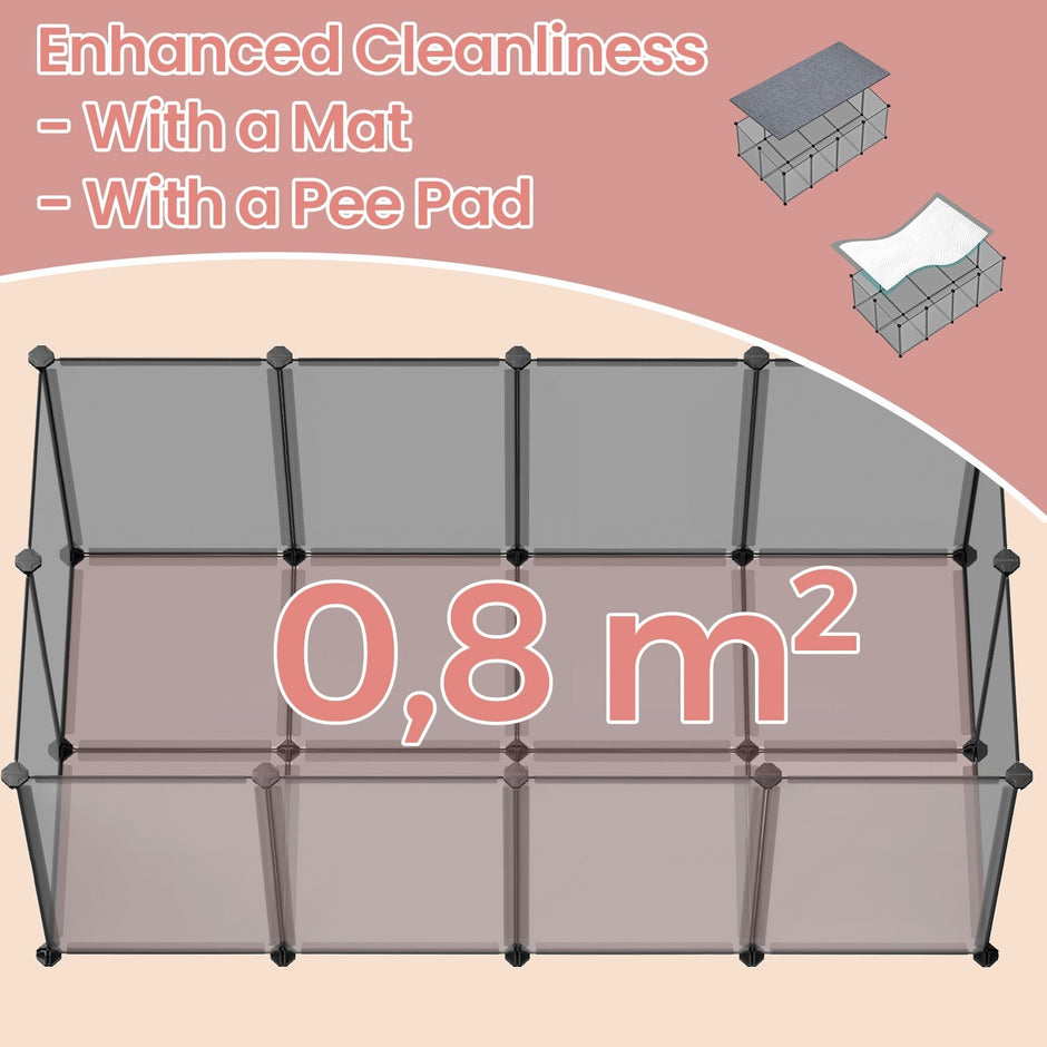 Pet Playpen – Plastic – Clear – Modular Indoor Animal Enclosure with Floor
