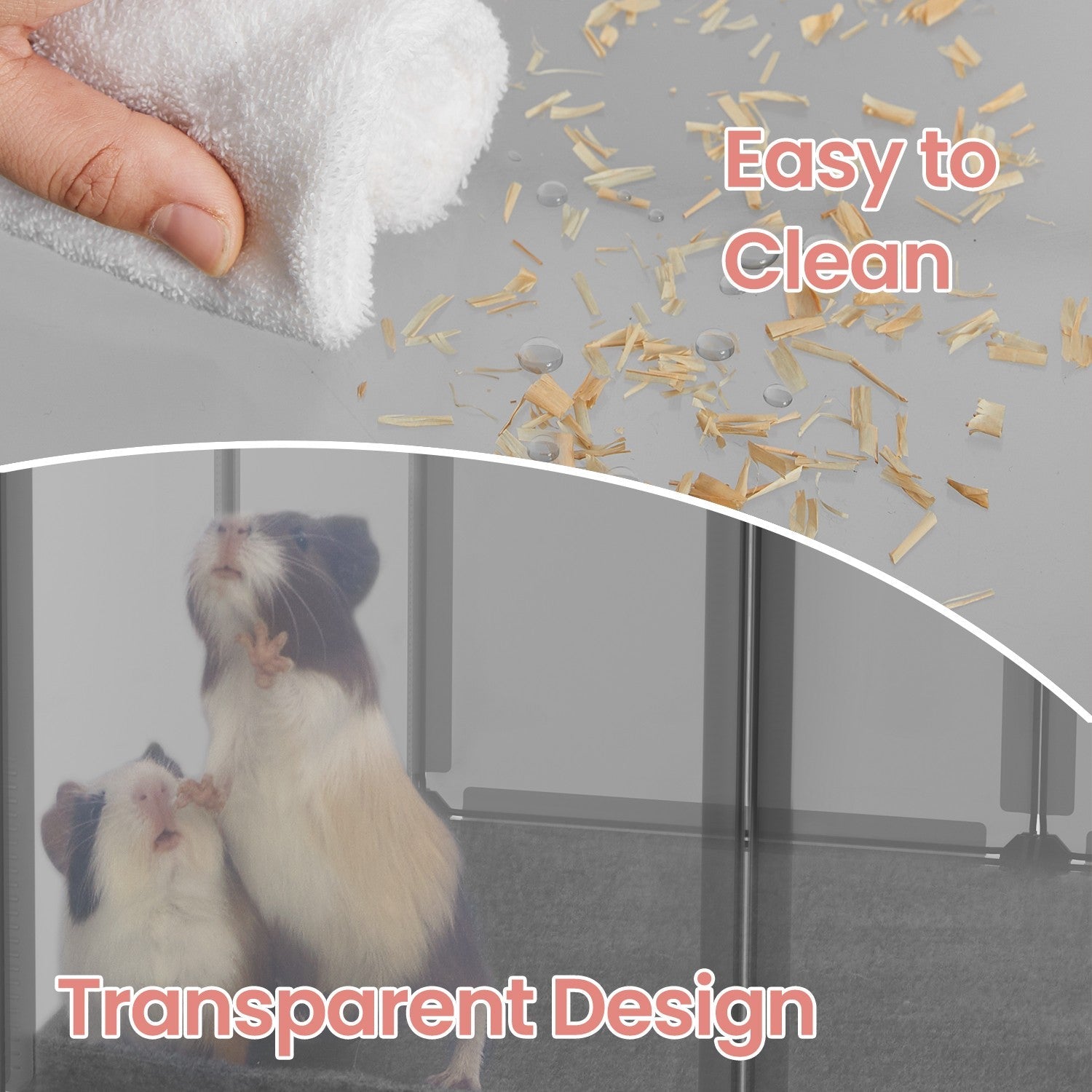 Pet Playpen – Plastic – Clear – Modular Indoor Animal Enclosure with Floor