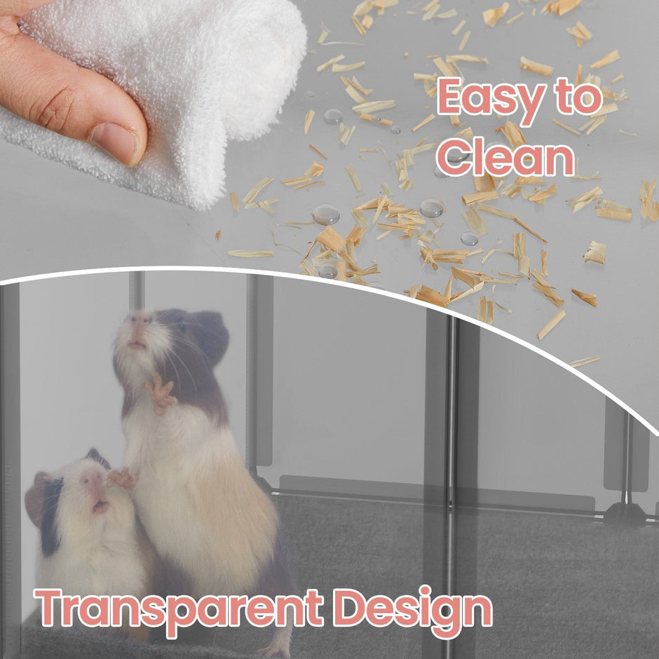 Pet Playpen – Plastic – Clear – Modular Indoor Animal Enclosure with Floor