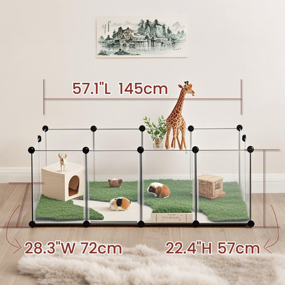Modular Pet Playpen – Plastic – White – Indoor with Floor, DIY Design for Small Animals