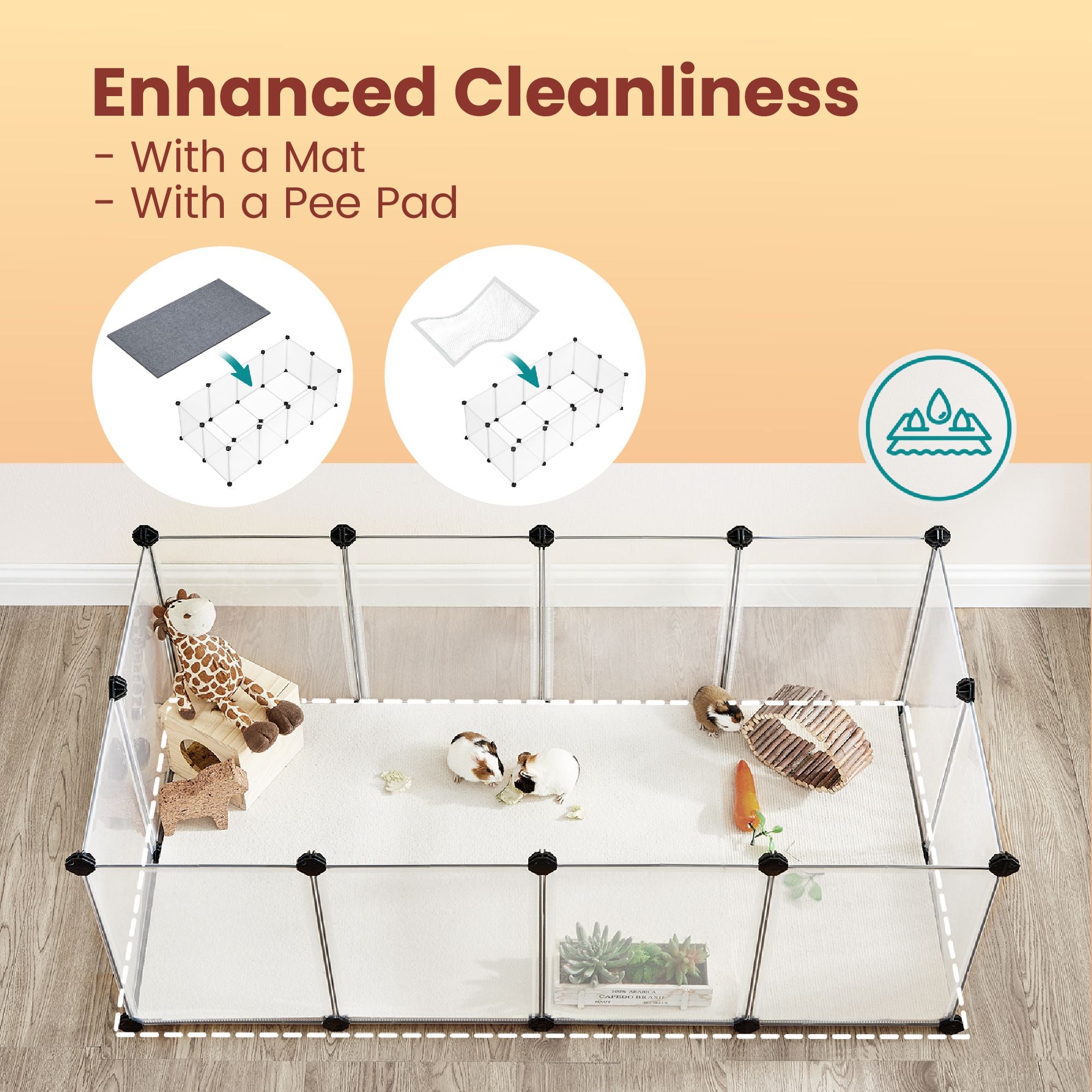 Modular Pet Playpen – Plastic – White – Indoor with Floor, DIY Design for Small Animals