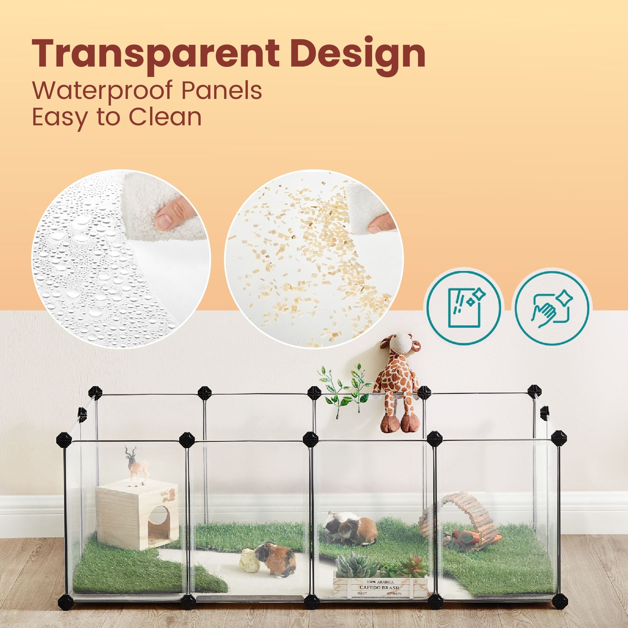 Modular Pet Playpen – Plastic – White – Indoor with Floor, DIY Design for Small Animals