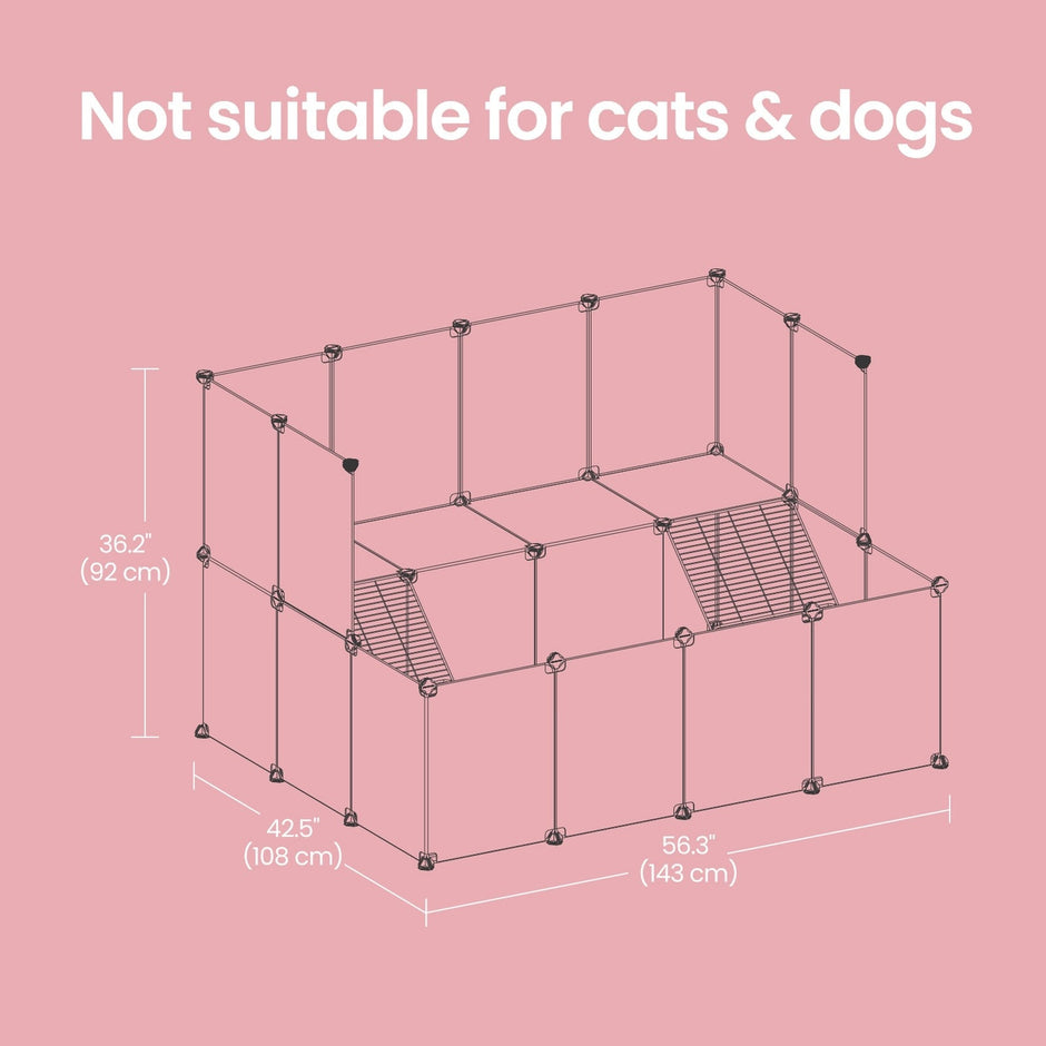 Guinea Pig Enclosure – Metal – Grey – DIY Playpen for Small Animals