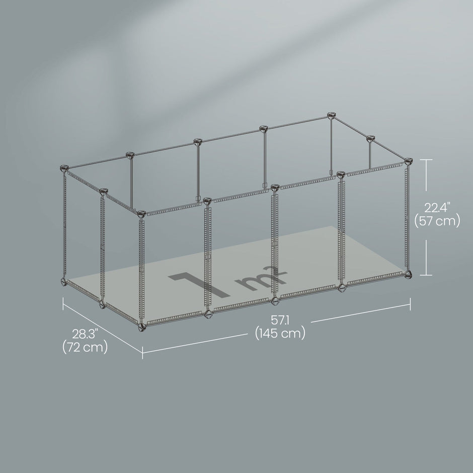 Modular Small Animal Playpen – Plastic – White – Indoor Enclosure with Floor for Hamsters, Rabbits, and Hedgehogs