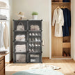 Modular Shoe Rack – Plastic – Black – 16-Slot Interlocking Design with Doors