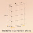 Modular Shoe Rack – Plastic – Black – 16-Slot Interlocking Design with Doors