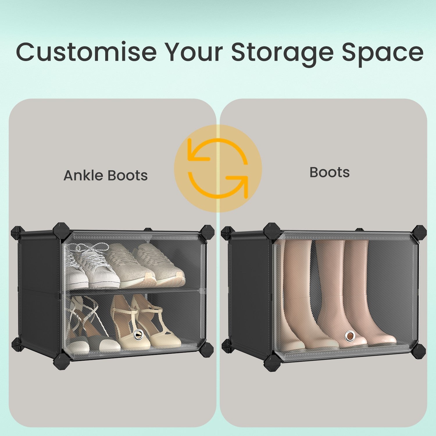 Shoe Rack – Plastic and Steel – White – 10-Slot Modular Design with Doors