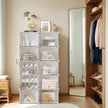 Shoe Rack – Plastic and Steel – White – 10-Slot Modular Design with Doors