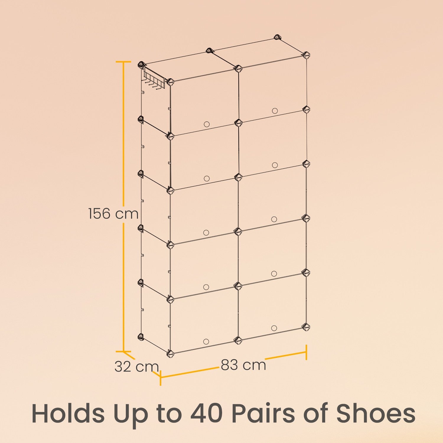 Shoe Rack – Plastic and Steel – White – 10-Slot Modular Design with Doors