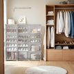 Modular Shoe Storage – Plastic – White – Interlocking Design with 12 Slots and Doors