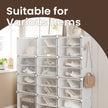 Modular Shoe Storage – Plastic – White – Interlocking Design with 12 Slots and Doors
