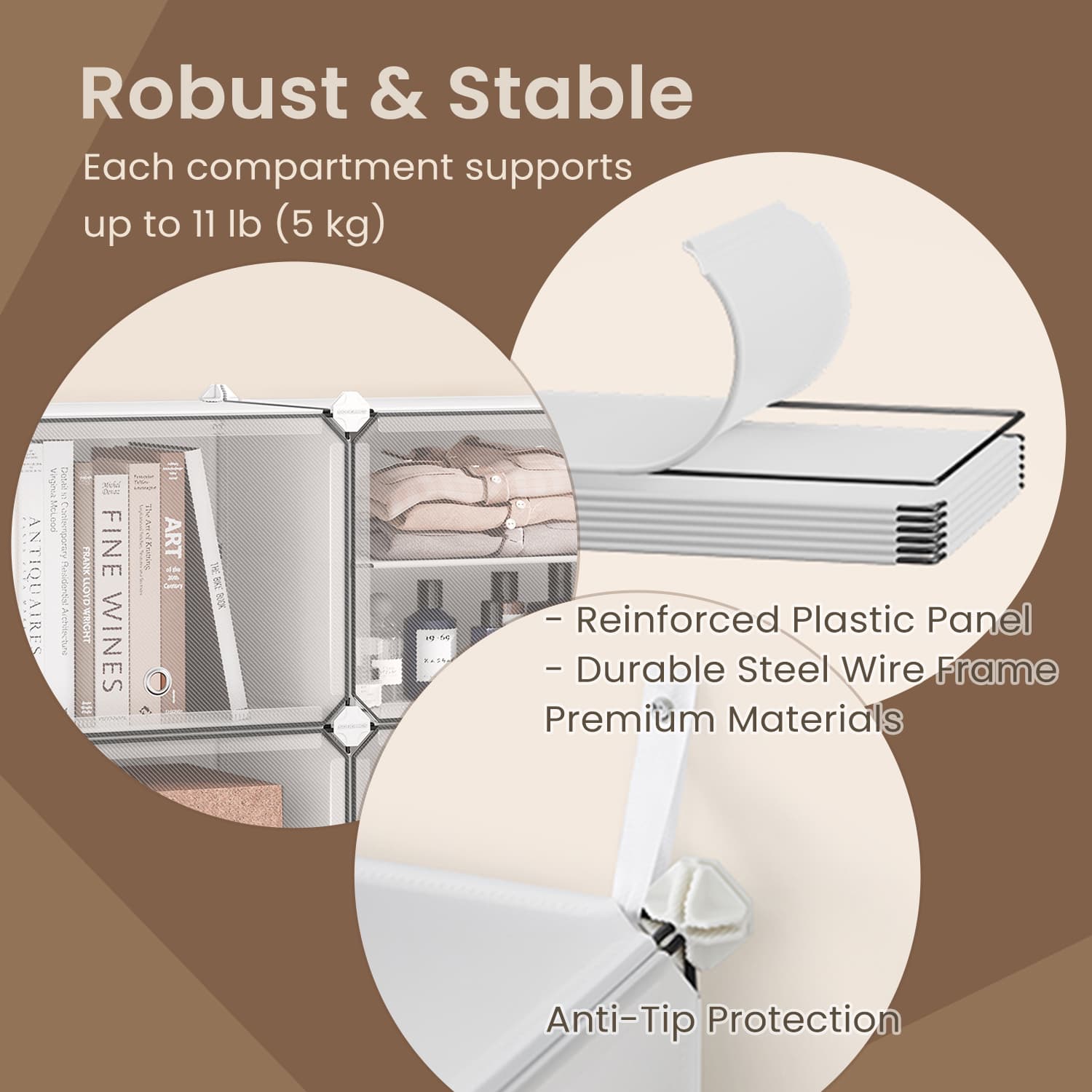 Modular Shoe Storage – Plastic – White – Interlocking Design with 12 Slots and Doors