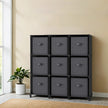 9-Cube Storage Organizer – Non-Woven Fabric – Black and Grey – Customizable Modular Design