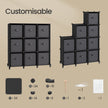 9-Cube Storage Organizer – Non-Woven Fabric – Black and Grey – Customizable Modular Design