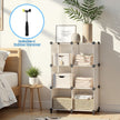 Modular Cube Storage Organiser – Plastic – Black – 6 Cubes with Feet and Metal Grid