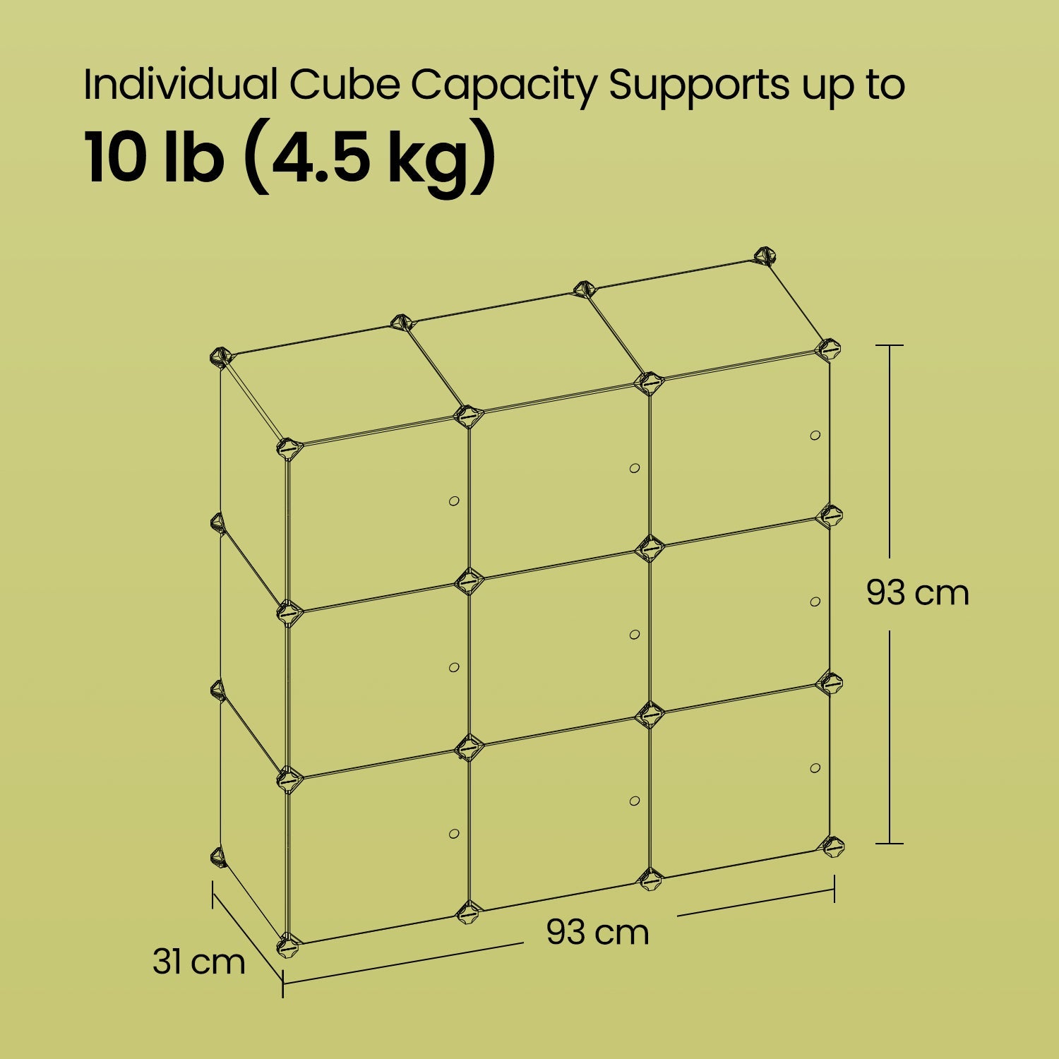 Modular Storage Unit – Quality Plastic – White – Interlocking 12-Cube Design with Doors