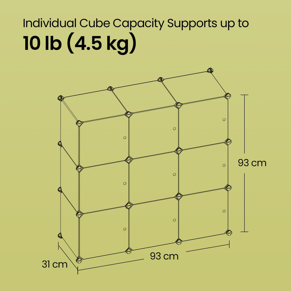 Modular Storage Unit – Quality Plastic – White – Interlocking 12-Cube Design with Doors
