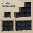 Modular Storage Shelf – Plastic – Black – 6 Cube Organizer with Top Metal Grid