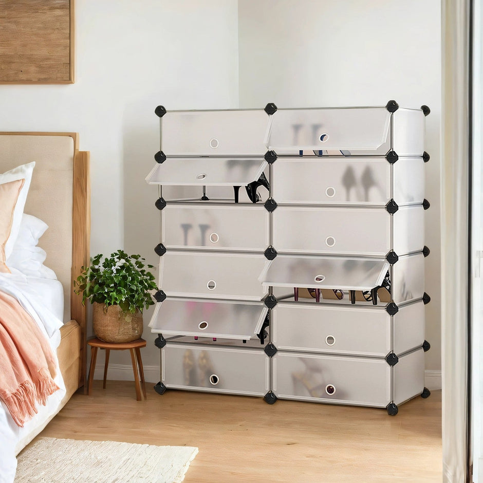 Modular Storage Unit – Metal Wire – Black – 12-Cube Design with Versatile Organization Options