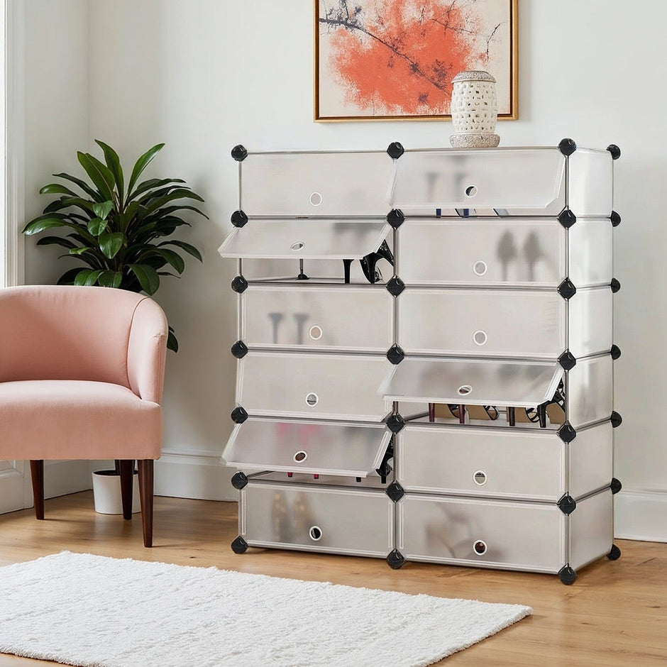 Modular Storage Unit – Metal Wire – Black – 12-Cube Design with Versatile Organization Options