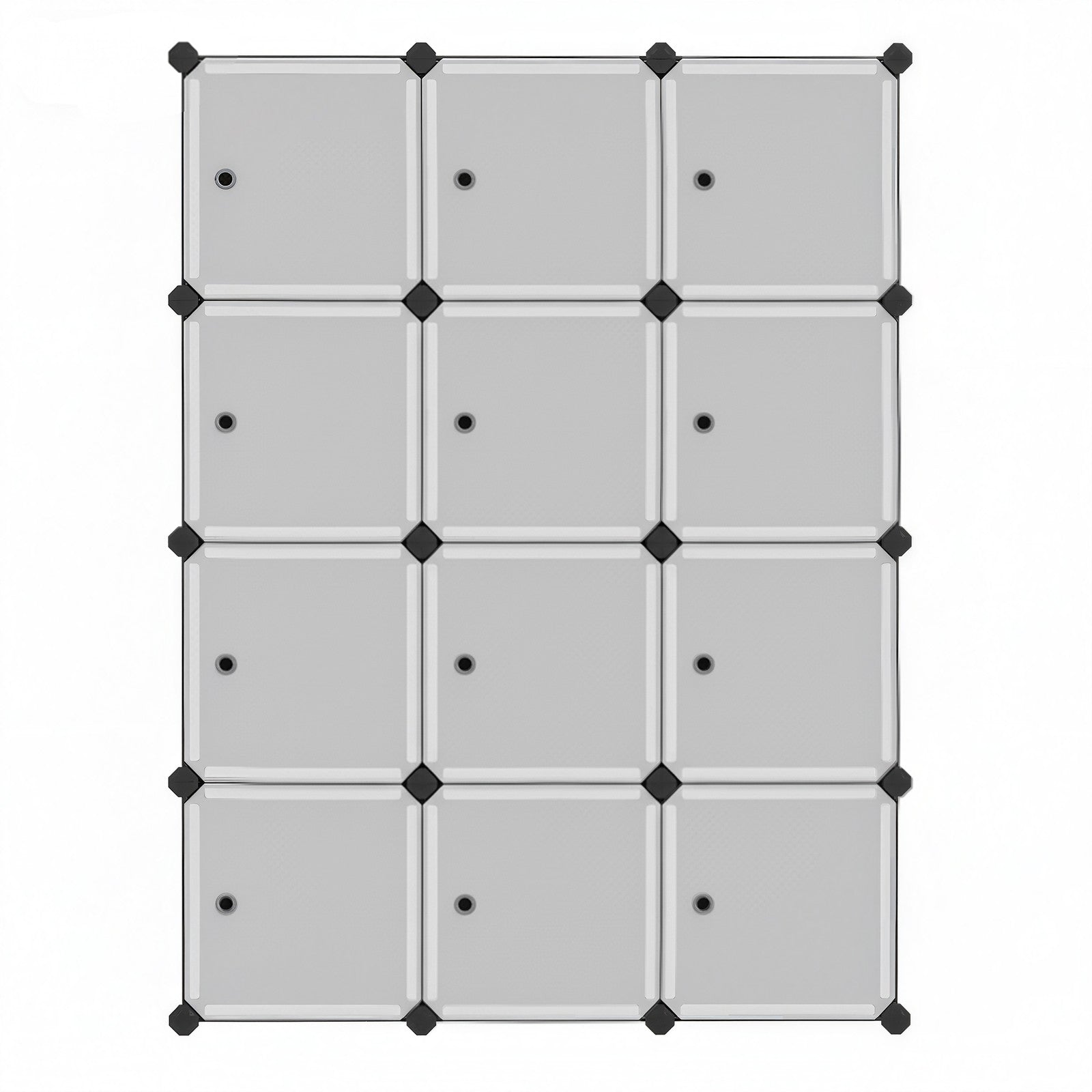 Modular Storage Shelf – Plastic – Black – 12 Cube Design with Doors, Easy to Assemble