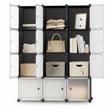 Modular Storage Shelf – Plastic – Black – 12 Cube Design with Doors, Easy to Assemble