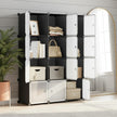 Modular Storage Shelf – Plastic – Black – 12 Cube Design with Doors, Easy to Assemble