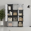 Modular Storage Shelf – Plastic – Black – 12 Cube Design with Doors, Easy to Assemble