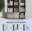 Modular Storage Shelf – Plastic – Black – 12 Cube Design with Doors, Easy to Assemble