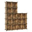 16-Cube Storage Organizer – PP Plastic – Rustic Brown – Stackable and Versatile Shelving System