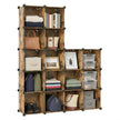 16-Cube Storage Organizer – PP Plastic – Rustic Brown – Stackable and Versatile Shelving System