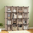 16-Cube Storage Organizer – PP Plastic – Rustic Brown – Stackable and Versatile Shelving System
