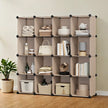 16-Cube Storage Organizer – PP Plastic – Rustic Brown – Stackable and Versatile Shelving System