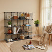 Modular Wire Grid Shelving System – Metal Mesh – White – Customizable Storage Cabinet with 16 Cubes