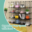 Modular Wire Grid Shelving System – Metal Mesh – White – Customizable Storage Cabinet with 16 Cubes