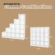 Modular Wire Grid Shelving System – Metal Mesh – White – Customizable Storage Cabinet with 16 Cubes