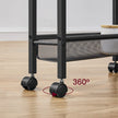 5-Tier Rolling Storage Cart – Metal Frame – Rustic Brown and Black – Slim Design with Handle