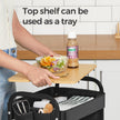 3-Tier Storage Trolley – Metal and Wood – Cloud White – Rolling Utility Cart with Table Top and Removable Hanging Cups
