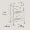 3-Tier Storage Trolley – Metal and Wood – Cloud White – Rolling Utility Cart with Table Top and Removable Hanging Cups