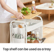 Utility Cart – Metal and Wood – Cloud White – 3-Tier with Tabletop and Removable Hanging Cups