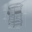 Rolling Utility Cart – Metal Mesh – Cloud White – 3-Tier with Removable Pegboards
