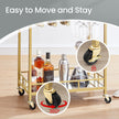Bar Cart – Metal and Glass – Mirrored – Dual Shelves and Wine Holders